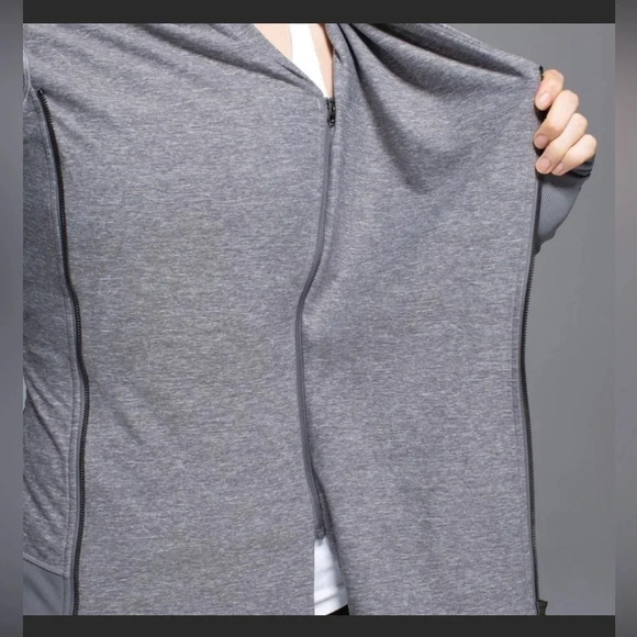 ! LULULEMON Bhakti Yoga Jacket Grey Heathered Slate Double Zip High Coll… - Picture 2 of 9